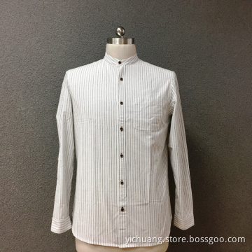 Men's cotton white yarn dyed long sleeves shirt